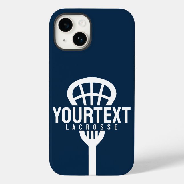 Lacrosse Player CUSTOM TEXT Team Mesh Sport Stick  Case-Mate iPhone Case (Back)