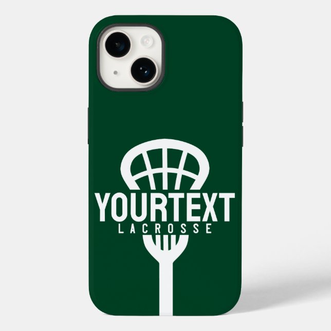Lacrosse Player CUSTOM TEXT Team Mesh Sport Stick  Case-Mate iPhone Case (Back)