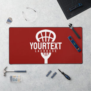 Lacrosse Player CUSTOM TEXT Team Mesh Sport Stick Desk Mat