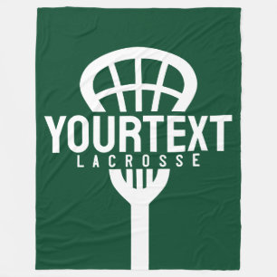 Lacrosse Player CUSTOM TEXT Team Mesh Sport Stick  Fleece Blanket