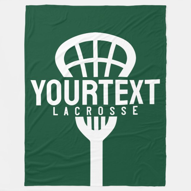 Lacrosse Player CUSTOM TEXT Team Mesh Sport Stick  Fleece Blanket (Front)