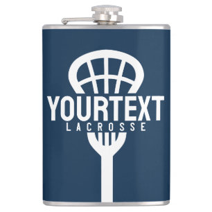 Lacrosse Player CUSTOM TEXT Team Mesh Sport Stick  Hip Flask