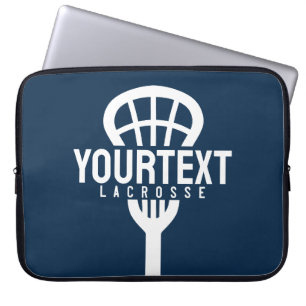 Lacrosse Player CUSTOM TEXT Team Mesh Sport Stick  Laptop Sleeve