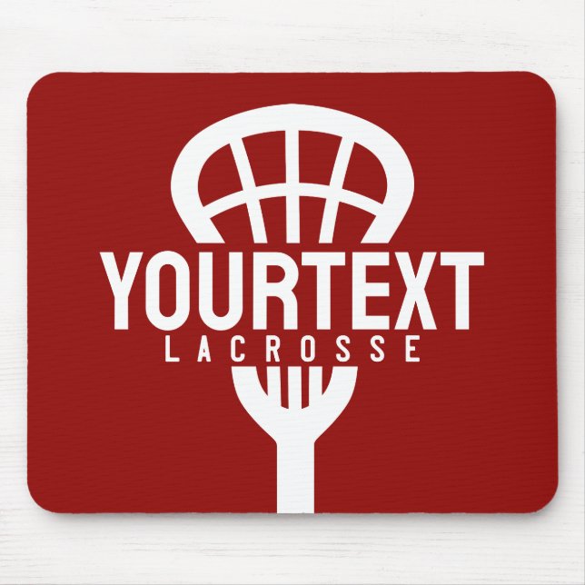 Lacrosse Player CUSTOM TEXT Team Mesh Sport Stick  Mouse Mat (Front)