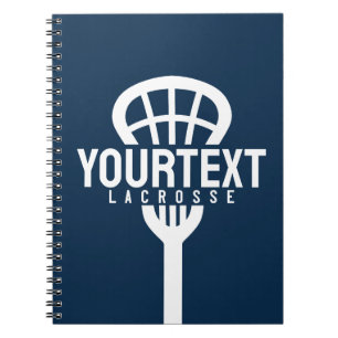 Lacrosse Player CUSTOM TEXT Team Mesh Sport Stick Notebook