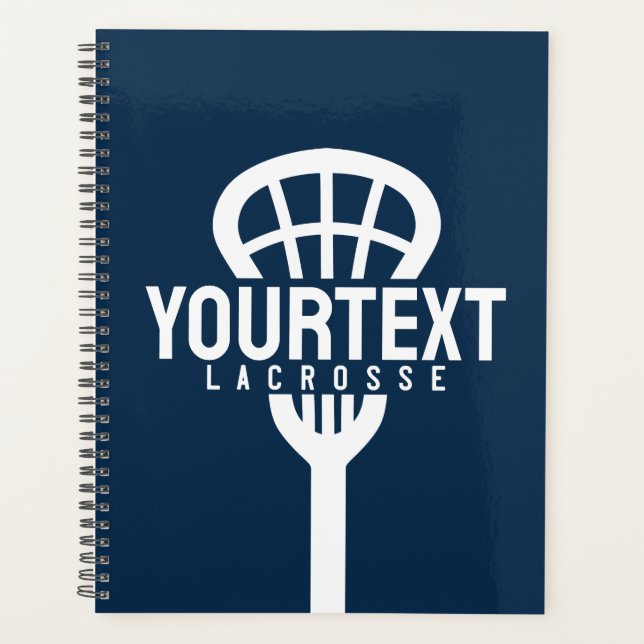 Lacrosse Player CUSTOM TEXT Team Mesh Sport Stick  Planner (Front)