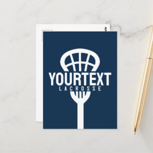 Lacrosse Player CUSTOM TEXT Team Mesh Sport Stick Postcard