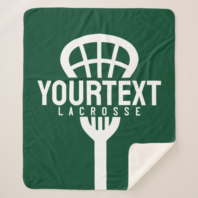 Lacrosse Player CUSTOM TEXT Team Mesh Sport Stick  Sherpa Blanket (Front)