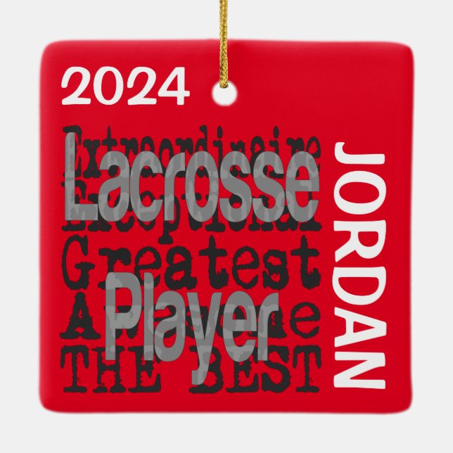 Lacrosse Player Extraordinaire CUSTOM Ceramic Ornament (Back)