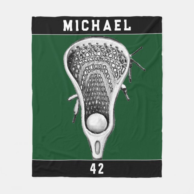 Lacrosse Player Fleece Blanket (Front)