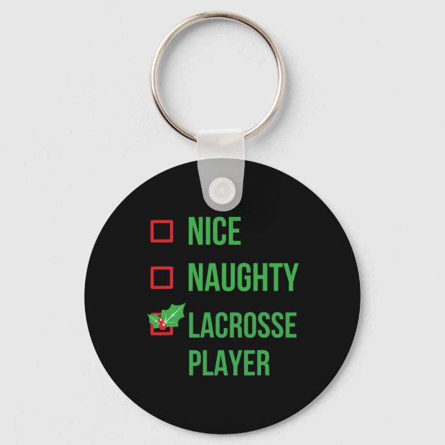 Lacrosse Player Funny Pajama Christmas Gift  Key Ring (Front)