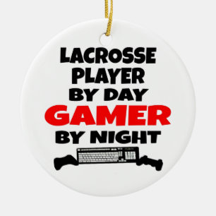 Lacrosse Player Gamer Ceramic Tree Decoration