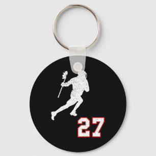 Lacrosse Player Gift Number 27 For Lacrosse Fans Key Ring
