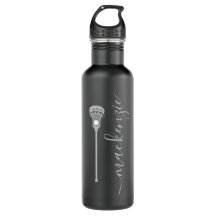 Lacrosse Player Girls Womens Grey Custom Text 710 Ml Water Bottle