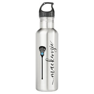 Lacrosse Player Girls Womens Silver Personalised  710 Ml Water Bottle