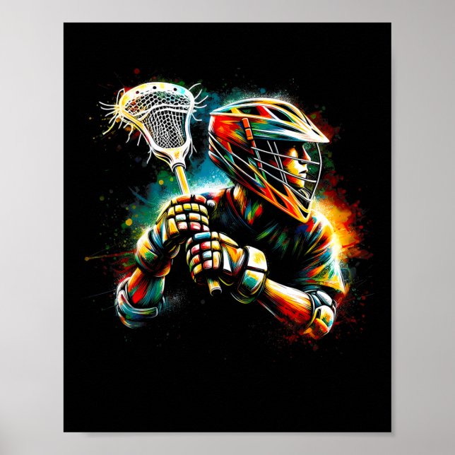 Lacrosse Player Illustration Youth Boys Girls Kids Poster (Front)