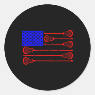 Lacrosse Player Independence Day Lax Patriotic Goa Classic Round Sticker