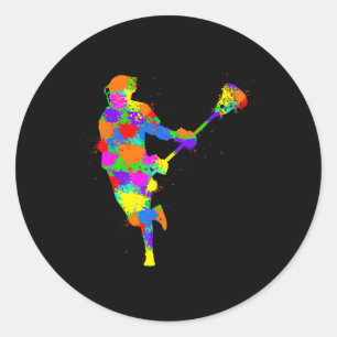Lacrosse Player Kids Boys Youth  Classic Round Sticker