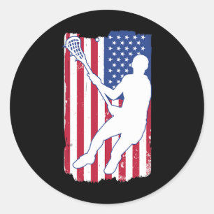 Lacrosse Player Lacrosse Usa Team Coach American F Classic Round Sticker