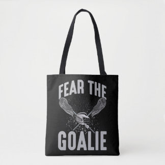 Lacrosse Player Lax Goalie Stick Helmet Sport Fun Tote Bag