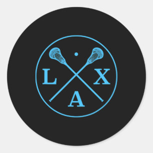 Lacrosse Player Logo - Blue Team Colour Lax Tee Classic Round Sticker