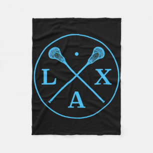 Lacrosse Player Logo - Blue Team Colour Lax Tee Fleece Blanket