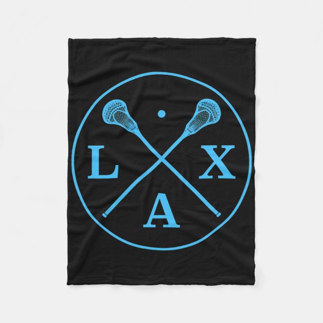 Lacrosse Player Logo - Blue Team Colour Lax Tee  Fleece Blanket (Front)