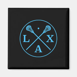 Lacrosse Player Logo - Blue Team Colour Lax Tee Magnet