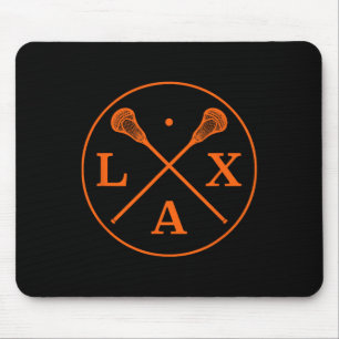 Lacrosse Player Logo - Orange Team Colour Lax Stic Mouse Mat