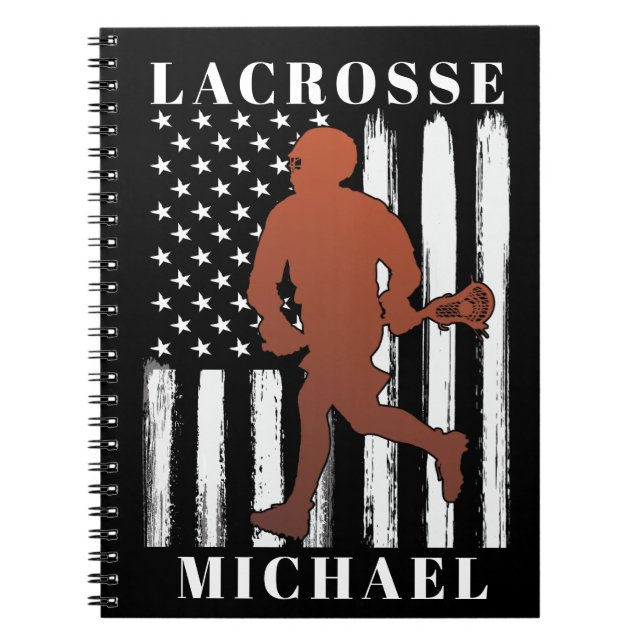 Lacrosse Player Personalised Name Notebook (Front)