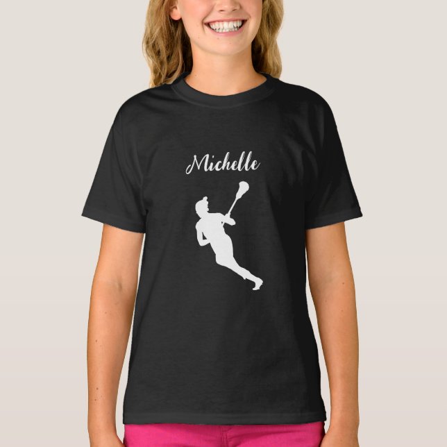 Lacrosse Player Personalised Name T-Shirt (Front)