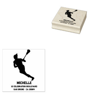 Lacrosse Player Personalised  Rubber Stamp