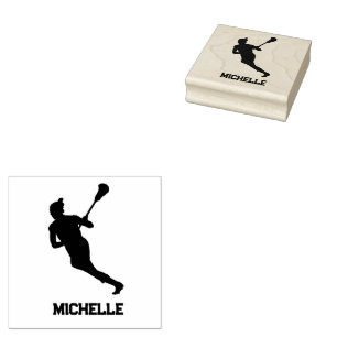 Lacrosse Player Personalised  Rubber Stamp