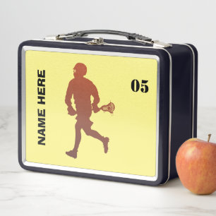 Lacrosse Player Personalized Name Metal Lunch Box