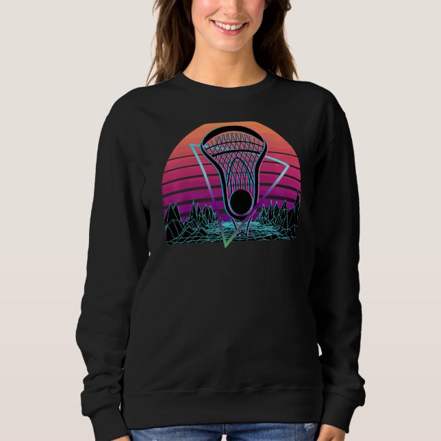 Lacrosse Player Retro Lax Sweatshirt (Front)