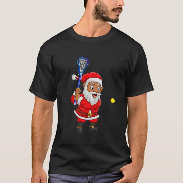 Lacrosse Player Santa Christmas Pajama Funny Xmas  T-Shirt (Front)