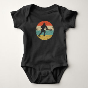 Lacrosse Player Silhouette Retro Sports Baby Bodysuit