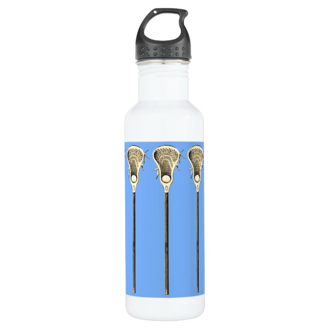Lacrosse Player Stainless Steel Water Bottle (Front)
