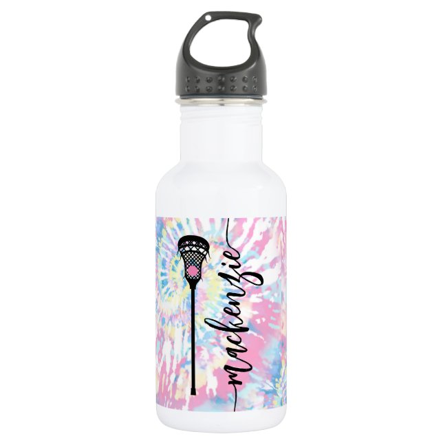 Lacrosse Player Tie Dye Name Personalised 532 Ml Water Bottle (Front)