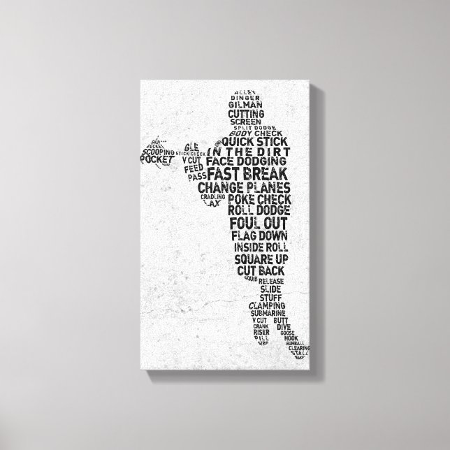 Lacrosse Player Typography Art Canvas Print (Front)