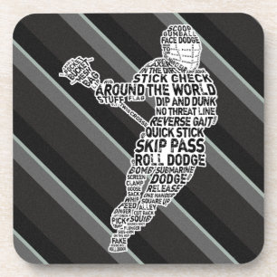 Lacrosse Player Typography Drinks Mat Coaster