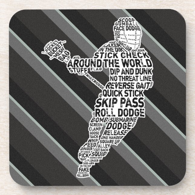 Lacrosse Player Typography Drinks Mat Coaster (Front)