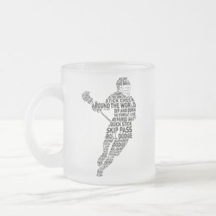 Lacrosse Player Typography Frosted Glass Coffee Mug