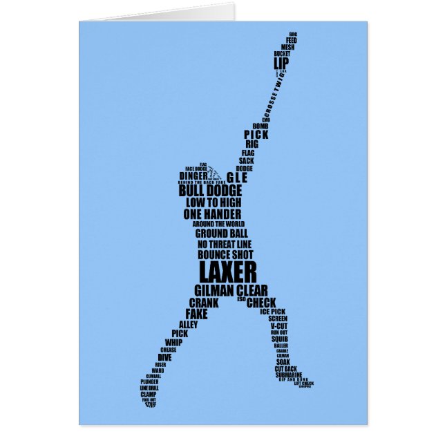 Lacrosse Player Typography Greeting Card (Front)