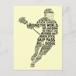 Lacrosse Player Typography Postcard