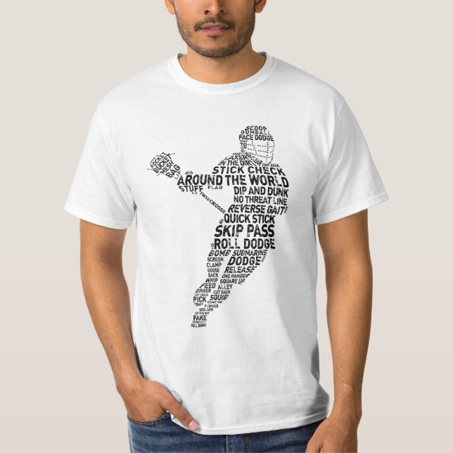 Lacrosse Player Typography T-Shirt (Front)