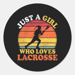 Lacrosse Player Vintage Just A Girl Who Loves Lacr Classic Round Sticker