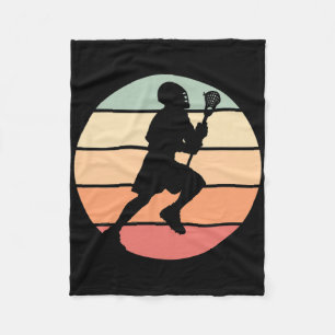 Lacrosse Player Vintage Retro Sunset Lacrosse Fleece Blanket