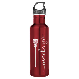 Lacrosse Player Womens Girls Red Personalised Text 710 Ml Water Bottle