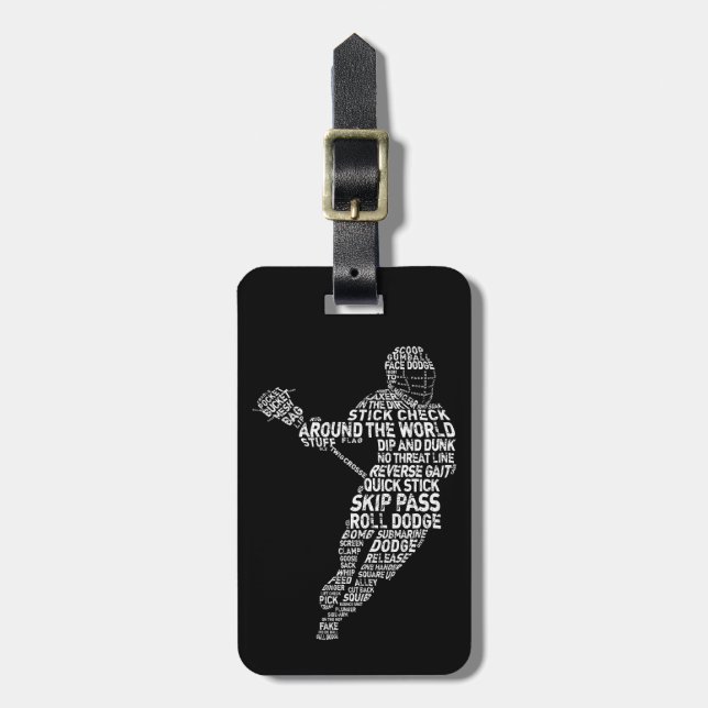 Lacrosse Player Word Art Custom Luggage Tag (Front Vertical)